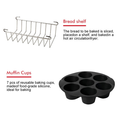 9 inch 12 in 1 Baking Grill Fryer Pan Air Fryer Accessories for 5.3QT-6.8QTup by bashfashion