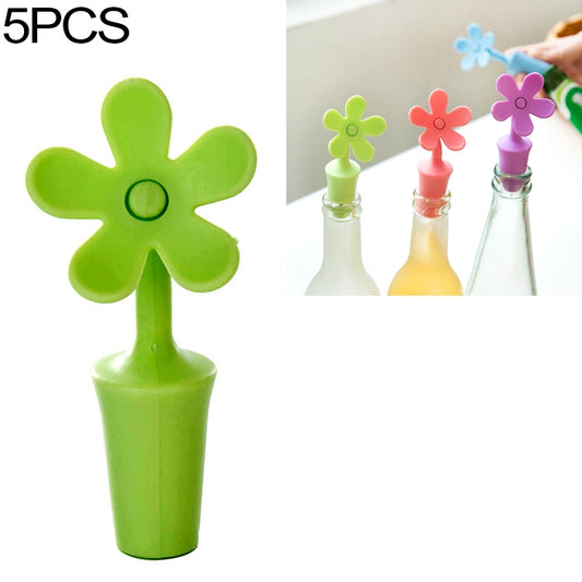 5 PCS Silicone Wine Stopper Flower Beer Stopper(Green) by bashfashion