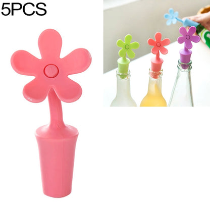 5 PCS Silicone Wine Stopper Flower Beer Stopper(Red) by bashfashion