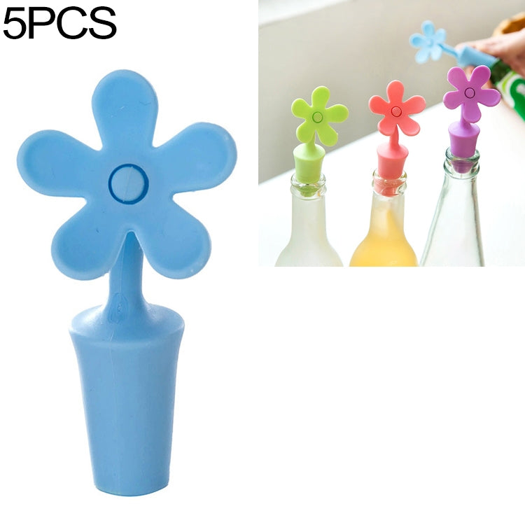 5 PCS Silicone Wine Stopper Flower Beer Stopper(Blue) by bashfashion