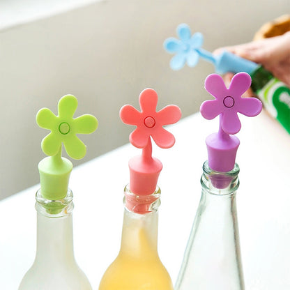 5 PCS Silicone Wine Stopper Flower Beer Stopper(Blue) by bashfashion
