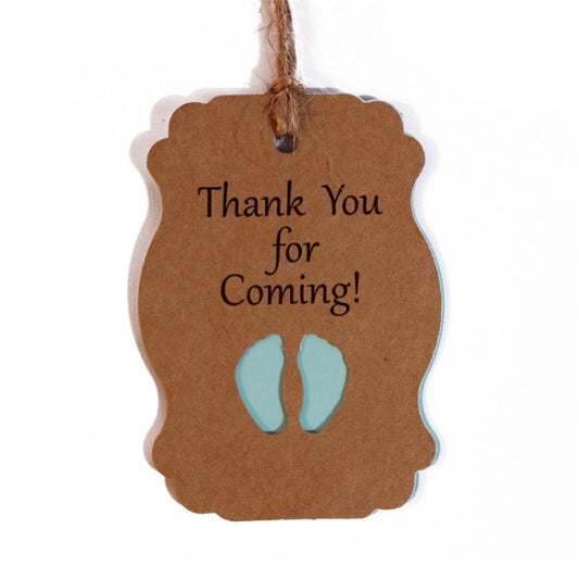 50pcs / Set Thank You For Coming Kraft Paper Baby Shower Birthday Party Lable(Blue) by bashfashion