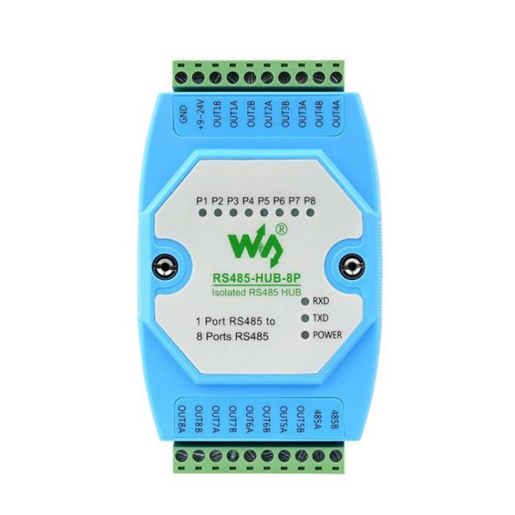 Waveshare RS485-HUB-8P Industrial-grade Isolated 8-ch RS485 Hub, Rail-mount Support, Wide Baud Rate Range by Waveshare