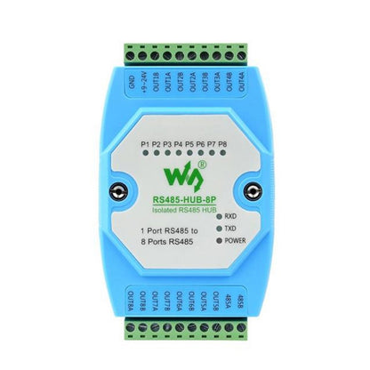 Waveshare RS485-HUB-8P Industrial-grade Isolated 8-ch RS485 Hub, Rail-mount Support, Wide Baud Rate Range by Waveshare