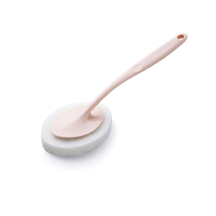 Bathroom Long Handle Cleaning Sponge Brush Floor Tile Decontamination Scouring Pad(Pink) by bashfashion