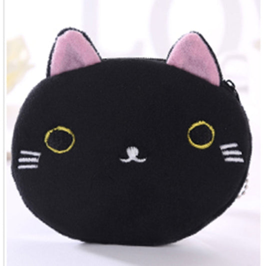Cute Cat Coin Purse Children Plush Coin Purse(Black+White) by bashfashion