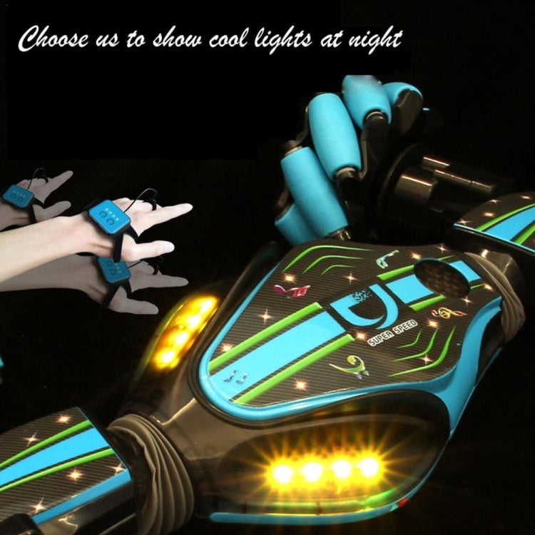 Gesture Sensing Remote Control Twisting Car Light Music Deformation Car Drift Traverse Dance Off-road Stunt Car(Blue) by bashfashion