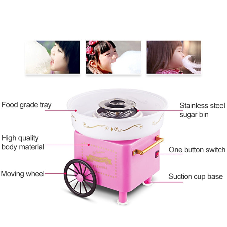 Retro Trolley Mini Cotton Candy Machine, Specification:European Regulations 220 V(Pink) by bashfashion