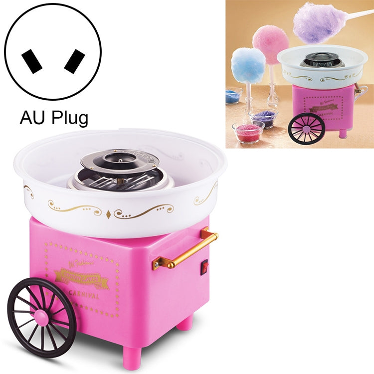 Retro Trolley Mini Cotton Candy Machine, Specification:Australian Regulations 220 V(Pink) by bashfashion