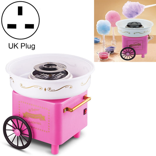 Retro Trolley Mini Cotton Candy Machine, Specification:British Regulations 220 V(Pink) by bashfashion