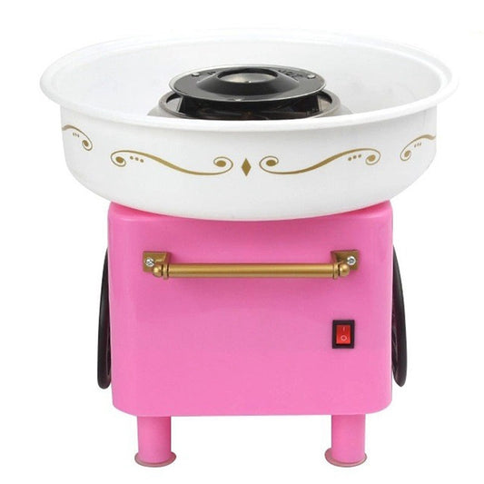 Retro Trolley Mini Cotton Candy Machine, Specification:British Regulations 220 V(Pink) by bashfashion