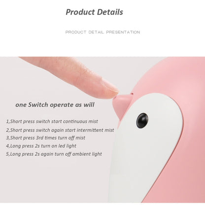 220ml Aroma Humidifier Cute Penguin USB Air Diffuser Home Office Car Mist Maker Air Purifier(Pink) by bashfashion