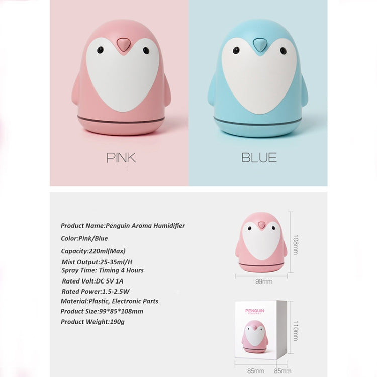 220ml Aroma Humidifier Cute Penguin USB Air Diffuser Home Office Car Mist Maker Air Purifier(Pink) by bashfashion