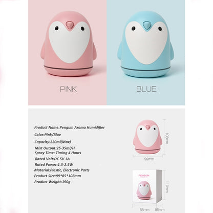 220ml Aroma Humidifier Cute Penguin USB Air Diffuser Home Office Car Mist Maker Air Purifier(Pink) by bashfashion