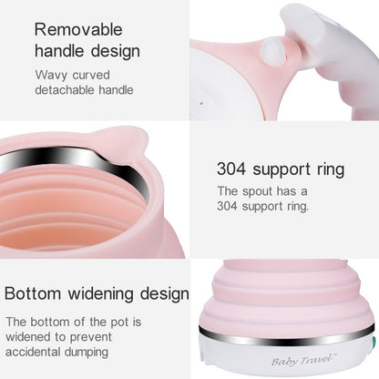 Portable Folding Silicone Intelligent Constant Temperature Travel Camping Electric Kettle, Power cord specification:US Plug(White) by Baby Travel