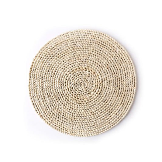 2 PCS Non-slip Natural Corn Woven Thickening Insulated Tea Mat Table Heat-resistant Casserole Mat Round Placemat 35cm by bashfashion
