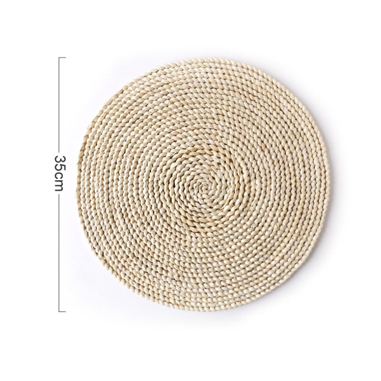 2 PCS Non-slip Natural Corn Woven Thickening Insulated Tea Mat Table Heat-resistant Casserole Mat Round Placemat 35cm by bashfashion