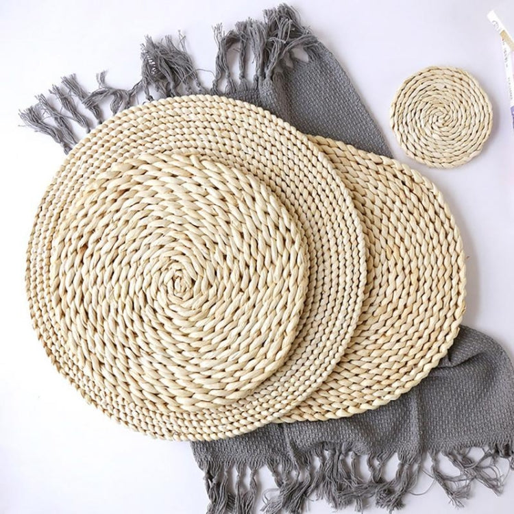 2 PCS Non-slip Natural Corn Woven Thickening Insulated Tea Mat Table Heat-resistant Casserole Mat Round Placemat 35cm by bashfashion
