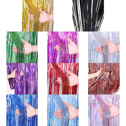 2 PCS Laser Rain Tinsel Foil Curtain Birthday Party Decoration Tassel Wall, Size:1x2.5m(Silver) by bashfashion