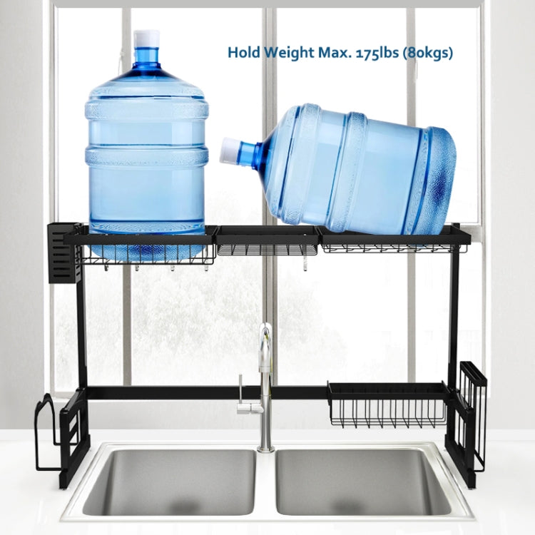 Kitchen Supplies Stainless Steel Sink Drain Rack Tableware Storage Countertop Organizer Double Groove Drain Rack by bashfashion