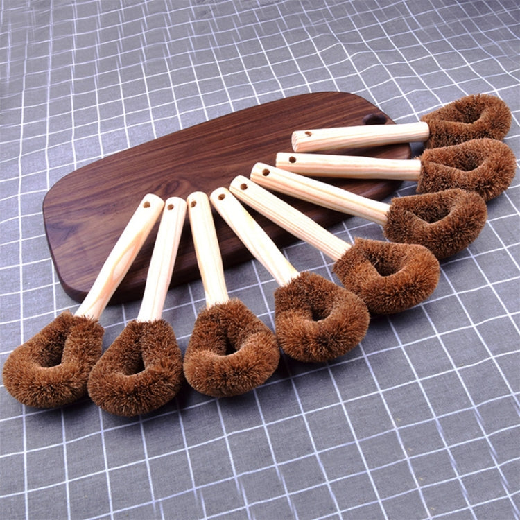 10 PCS Natural Coconut Palm Non-stick Oil Long Handle Pot Brush Cleaning Brush Kitchen Cleaning Tool by bashfashion