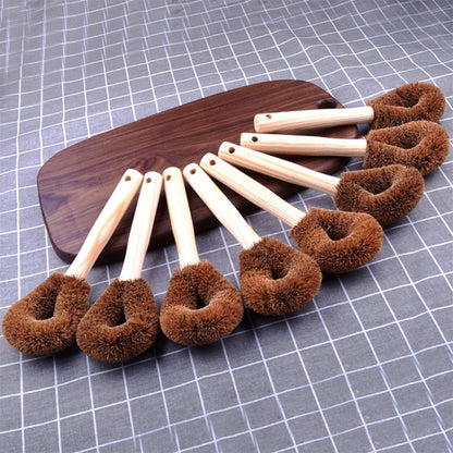 10 PCS Natural Coconut Palm Non-stick Oil Long Handle Pot Brush Cleaning Brush Kitchen Cleaning Tool by bashfashion