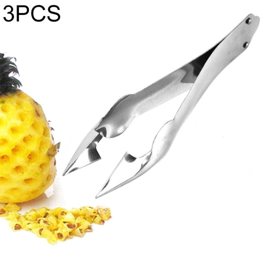 3 PCS Stainless Steel Non-slip Tip Open Blade Pineapple Clip Fruit Eye Digger Endless Steel Nail, Size:13.5×3.5cm by bashfashion