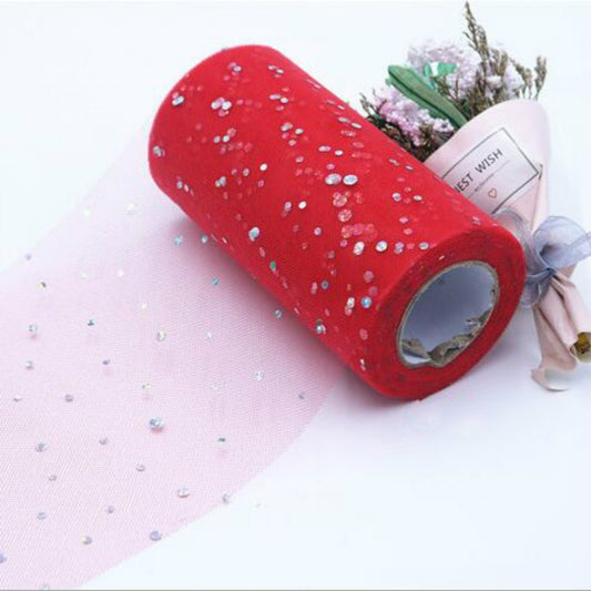 Tulle Roll 25 Yards 13cm Organza Laser Crafts Wedding Decoration Tulle Birthday Party Supplies(Red) by bashfashion