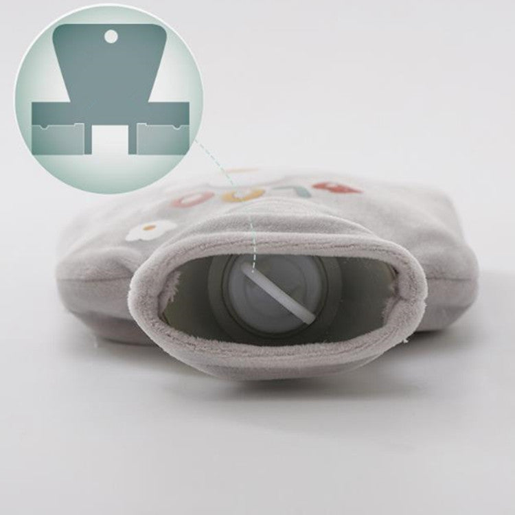 Cartoon Flowers Plush Hot Water Bottle Bag Injection Water Hand Warmer(Blue) by bashfashion