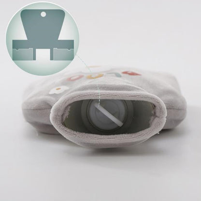 Cartoon Flowers Plush Hot Water Bottle Bag Injection Water Hand Warmer(Blue) by bashfashion