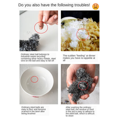 Stainless Steel Square Cast Iron Cleaner Pot Brush Scrubber Home Cookware Kitchen Cleaning Tool, Size:5×5inch by bashfashion