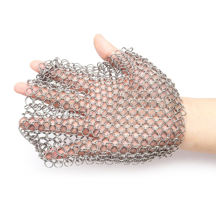 Stainless Steel Square Cast Iron Cleaner Pot Brush Scrubber Home Cookware Kitchen Cleaning Tool, Size:7×7inch by bashfashion