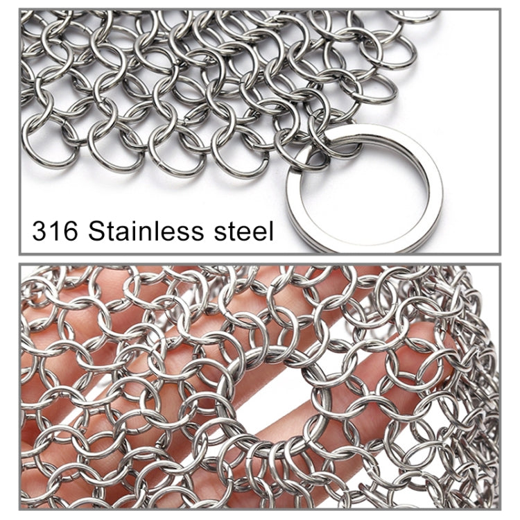 Stainless Steel Square Cast Iron Cleaner Pot Brush Scrubber Home Cookware Kitchen Cleaning Tool, Size:8×8inch by bashfashion