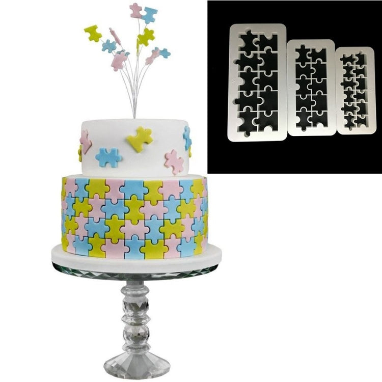 2 PCS Chocolate Cake Geometric Puzzle Embossed Strip Foundation Shape Graphic Biscuit Mold Stamping Tool(Jigsaw) by bashfashion