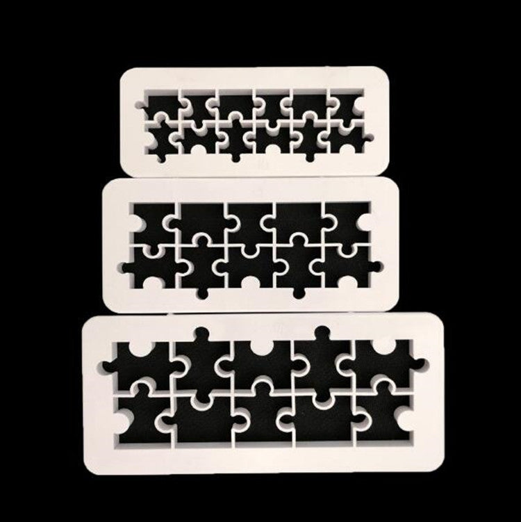 2 PCS Chocolate Cake Geometric Puzzle Embossed Strip Foundation Shape Graphic Biscuit Mold Stamping Tool(Jigsaw) by bashfashion