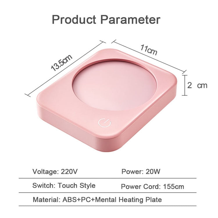 220V Intelligent 3 File Heating Constant Temperature Coffee Milk Tea Cocoa Juice Coaster Base Does without Cup, CN Plug(Pink) by bashfashion