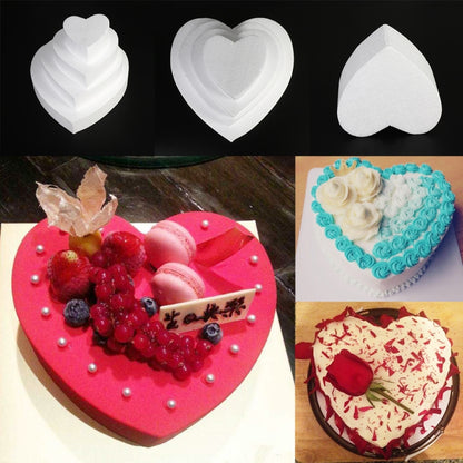4 PCS Heart-shaped Prosthesis Foam Baking Fondant Cake Silk Flower Practice Mold, Height:10cm, Size:6 Inches by bashfashion