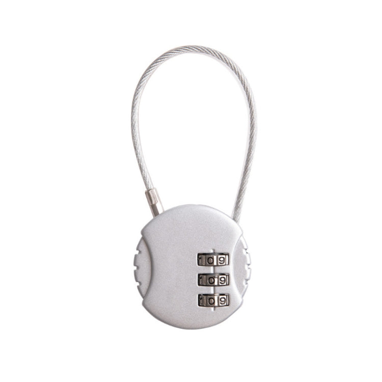 Steel Rope Spherical Combination Lock Gym Luggage Bicycle Round Padlock(Silver) by bashfashion
