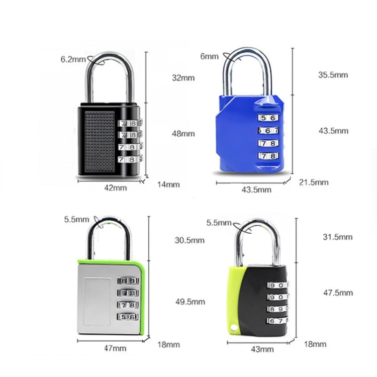 Four Digits Combination Lock Lluggage Gym Anti-theft Padlock, Style:8072 by bashfashion