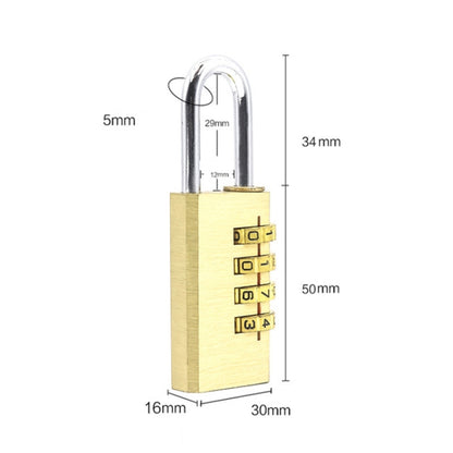 Four-digit Brass Code Padlock Security Gym Door Lock, Size:73 x 30 x 16 mm(Brass) by bashfashion