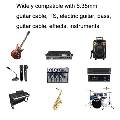 5m 1 Straight Head +1 Elbow Head 6.35mm Guitar Cable Oxygen-Free Copper Core TS Large Two-core Cable by bashfashion