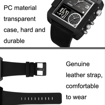 SKMEI 2021 Square Large Dial Triple Movement Men Sports Watch(Transparent White) by SKMEI