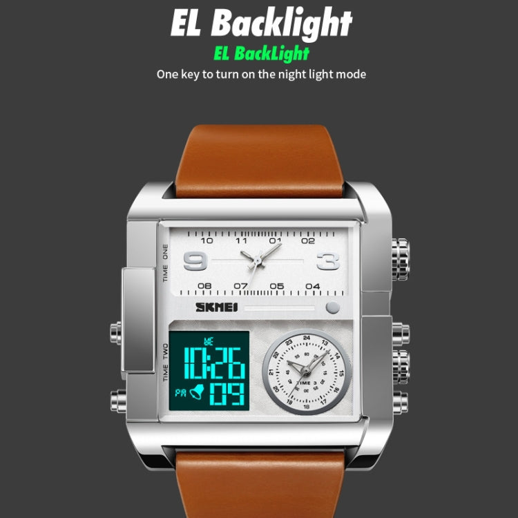 SKMEI 2021 Square Large Dial Triple Movement Men Sports Watch(Transparent Blue) by SKMEI