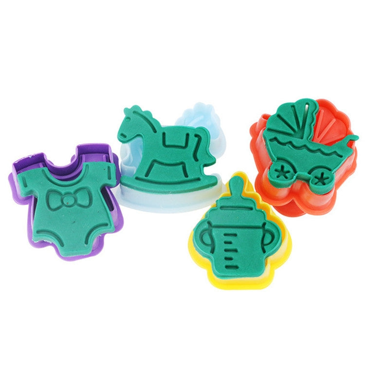 4 in 1 3D Baby Series Biscuit Mold Fondant Pressing Tools, Random Color Delivery by bashfashion