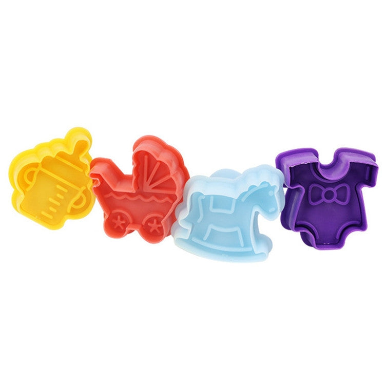4 in 1 3D Baby Series Biscuit Mold Fondant Pressing Tools, Random Color Delivery by bashfashion
