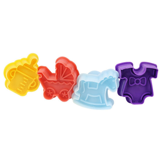4 in 1 3D Baby Series Biscuit Mold Fondant Pressing Tools, Random Color Delivery by bashfashion