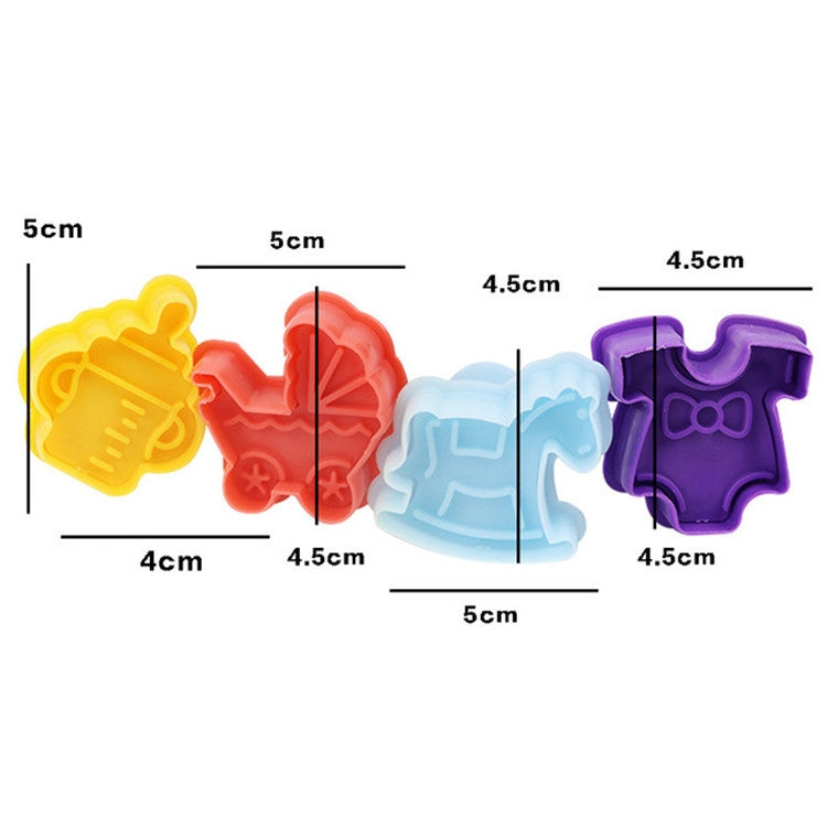 4 in 1 3D Baby Series Biscuit Mold Fondant Pressing Tools, Random Color Delivery by bashfashion