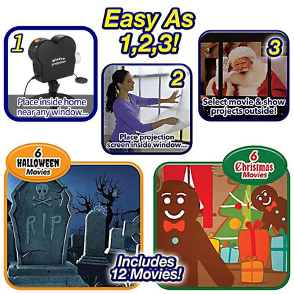 Christmas Halloween Laser Projector Mini Window Home Theater Projector, Plug Type:US Plug by bashfashion