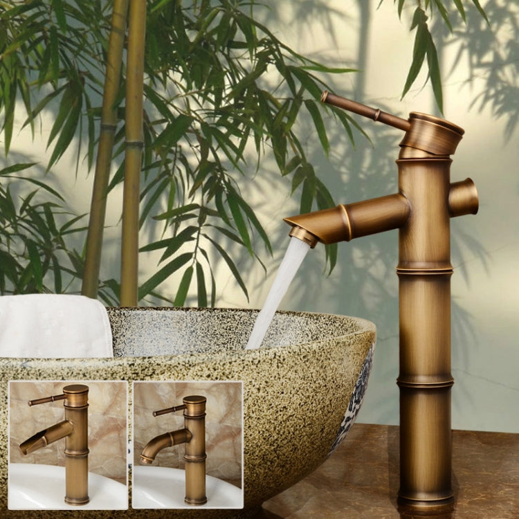 Antique Retro Hot Cold Water Bathroom Counter Basin Bamboo Waterfall Basin Copper Faucet, Specifications:Breaking 2 Knots by bashfashion
