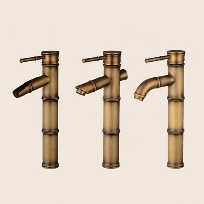 Antique Retro Hot Cold Water Bathroom Counter Basin Bamboo Waterfall Basin Copper Faucet, Specifications:Breaking 3 Knots by bashfashion